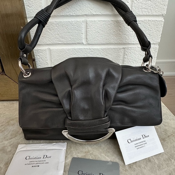 Christian Dior Dark Grey Leather Small Demi Lune Flap Bag - Picture 12 of 16